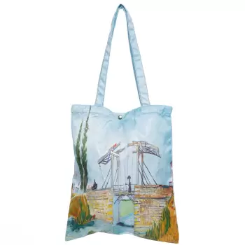 Geanta shopper din material textil satinat, cu imprimeu inspirat din o pictura cu pod imagine