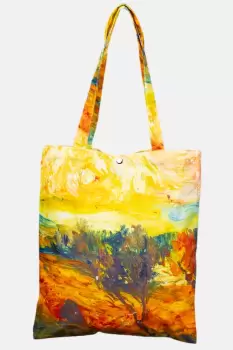 Geanta shopper din material textil satinat, cu imprimeu inspirat din pictura a lui Vincent Van Gogh imagine