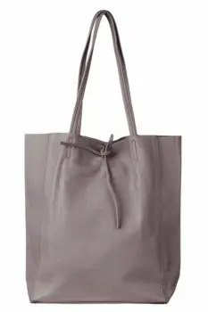 Geanta shopper din piele naturala, bej inchis imagine