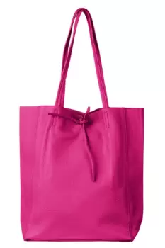 Geanta shopper fucsia din piele naturala imagine