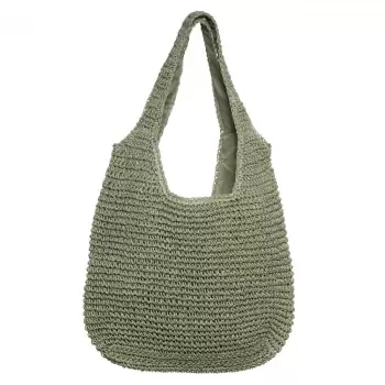 Geanta shopper impletita cu manere late, verde prafuit imagine