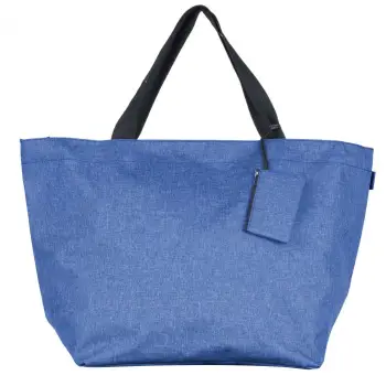 Geanta shopper multifunctionala medie din material textil panzat, albastru paatel imagine