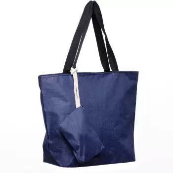 Geanta shopper multifunctionala medie din material textil panzat, bleumarin imagine