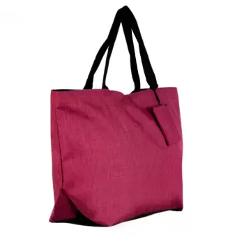 Geanta shopper multifunctionala medie din material textil panzat, fucsia imagine