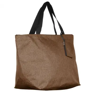 Geanta shopper multifunctionala medie din material textil panzat, maro imagine