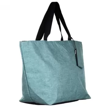 Geanta shopper multifunctionala medie din material textil panzat, turcoaz imagine