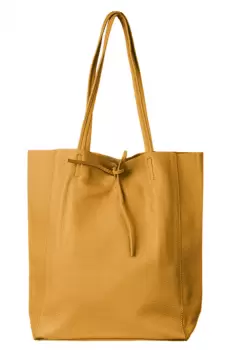 Geanta shopper mustar din piele naturala imagine
