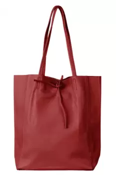 Geanta shopper rosu inchis din piele naturala imagine