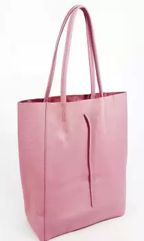 Geanta shopper roz inchis din piele naturala imagine