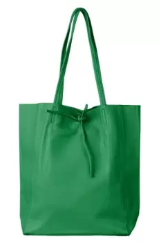Geanta shopper verde din piele naturala imagine