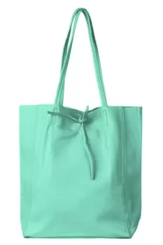 Geanta shopper verde menta din piele naturala imagine