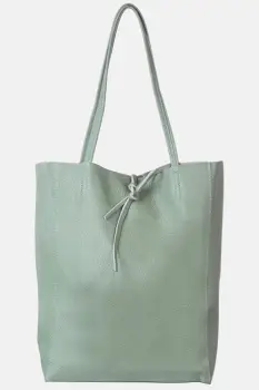 Geanta shopper verde ou de rata din piele naturala imagine
