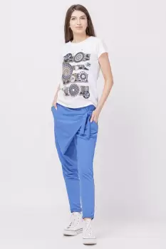 Pantaloni albastru electric petrecuti, din bumbac imagine