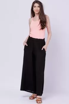 Pantaloni de vara din in largi, negri imagine