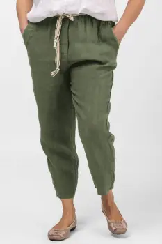 Pantaloni kaki din in, pana, cu snur alb imagine