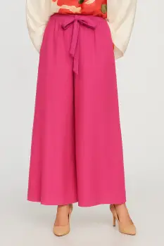 Pantaloni largi din vascoza si in, fucsia imagine