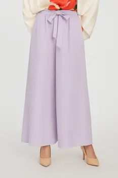 Pantaloni largi din vascoza si in, lila imagine