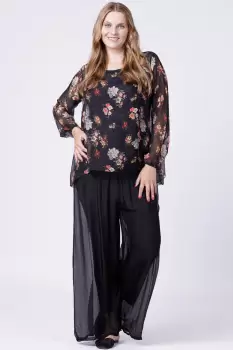 Pantaloni negri, drepti, cu dublura, din matase naturala imagine