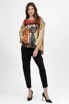 Pantaloni pana negri din jerseu de vascoaza, casual imagine