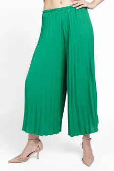 Pantaloni plisati, largi si drepti, verzi imagine