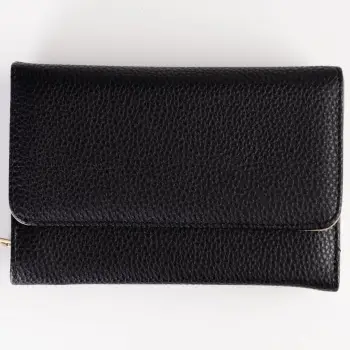 Portofel din piele naturala, cu capsa, negru imagine