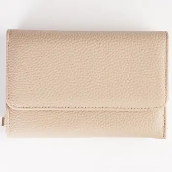 Portofel din piele naturala, cu capsa, roz caisa imagine