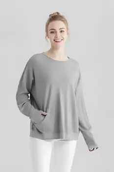 Pulover cu detalii lurex si nasturei pe spate, gri imagine