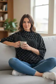 Pulover cu jocuri de linii albe  pe fond negru imagine