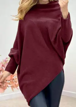 Pulover superversatil cu maneca fluture si colt din vascoza, bordo imagine