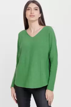 Pulover versatil cu decolteu V, din vascoza, verde imagine