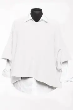 Pulover versatil cu maneca fluture din vascoza, alb imagine