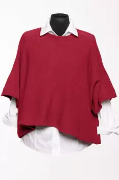 Pulover versatil cu maneca fluture din vascoza, bordo imagine