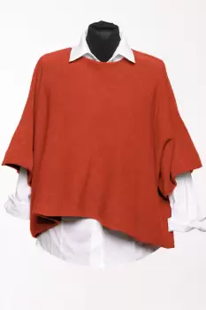 Pulover versatil cu maneca fluture din vascoza, caramiziu imagine