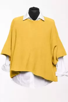 Pulover versatil cu maneca fluture din vascoza, galben imagine