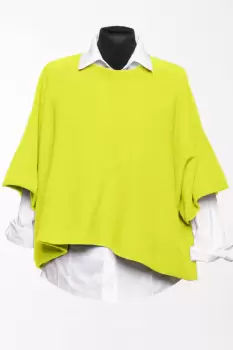 Pulover versatil cu maneca fluture din vascoza, galben lime imagine