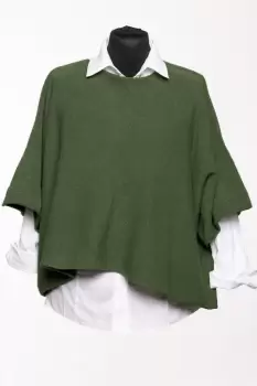 Pulover versatil cu maneca fluture din vascoza, kaki imagine