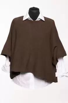 Pulover versatil cu maneca fluture din vascoza, maro imagine