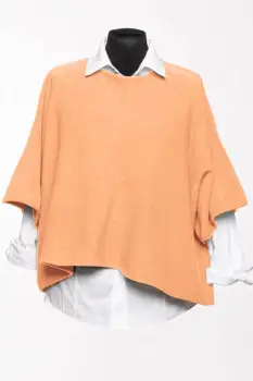 Pulover versatil cu maneca fluture din vascoza, piersica imagine