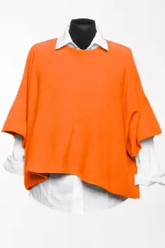 Pulover versatil cu maneca fluture din vascoza, portocaliu imagine