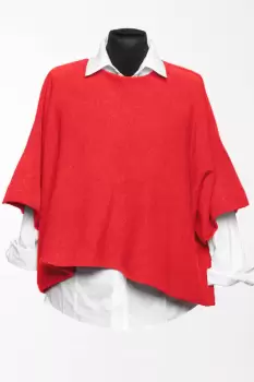 Pulover versatil cu maneca fluture din vascoza, rosu imagine