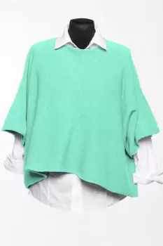 Pulover versatil cu maneca fluture din vascoza, verde menta imagine