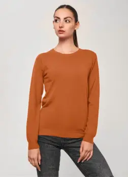 Puloveras la baza gatului, din tricotaj fin, caramiziu imagine