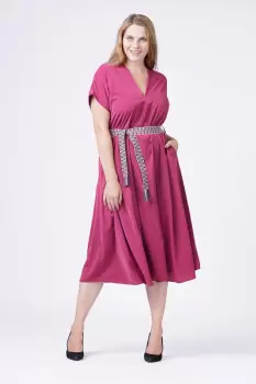 Rochie A-line bordo, cu cordon imagine