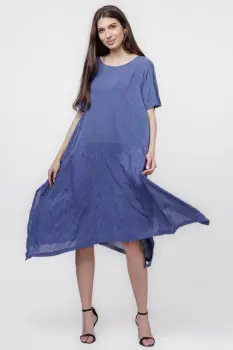 Rochie A-line in colturi albastru jeans imagine