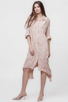 Rochie camasa creponata, in colturi, roz imagine