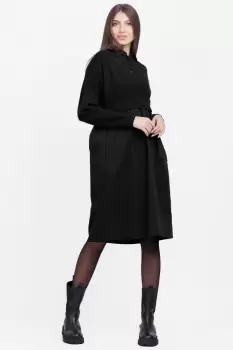 Rochie camasa din poplin de bumbac cu pulover angora, neagra imagine