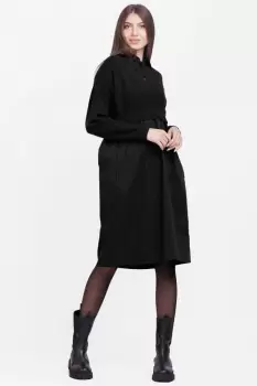 Rochie camasa din poplin de bumbac cu pulover angora, neagra imagine