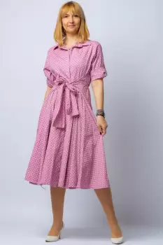 Rochie camasa roz prafuit cu bulinute, din tesatura fina de bumbac imagine