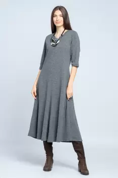 Rochie cambrata din lana, gri deschis imagine