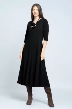 Rochie cambrata din tricot de vascoza, neagra imagine